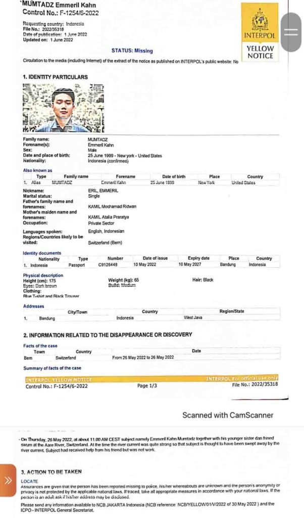 Polri: Interpol Telah Terbitkan Yellow Notice Pencarian Anak Ridwan Kamil