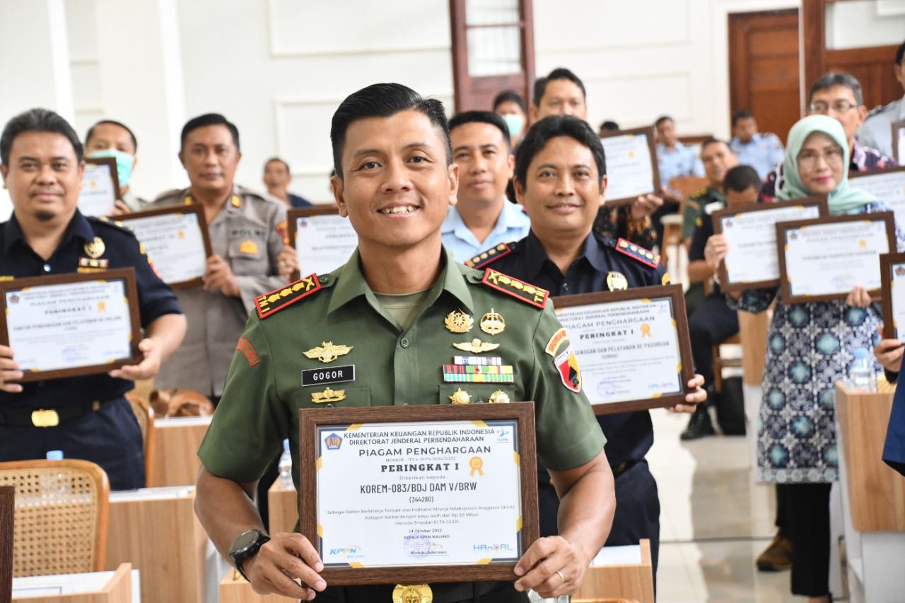 Korem Baladhika Jaya Dapat Predikat Satker dengan Kinerja Terbaik di Wilayah Malang