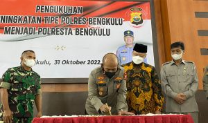 Kapolda Bengkulu Resmikan Kenaikan Tipologi Polres Bengkulu Menjadi Polresta Bengkulu